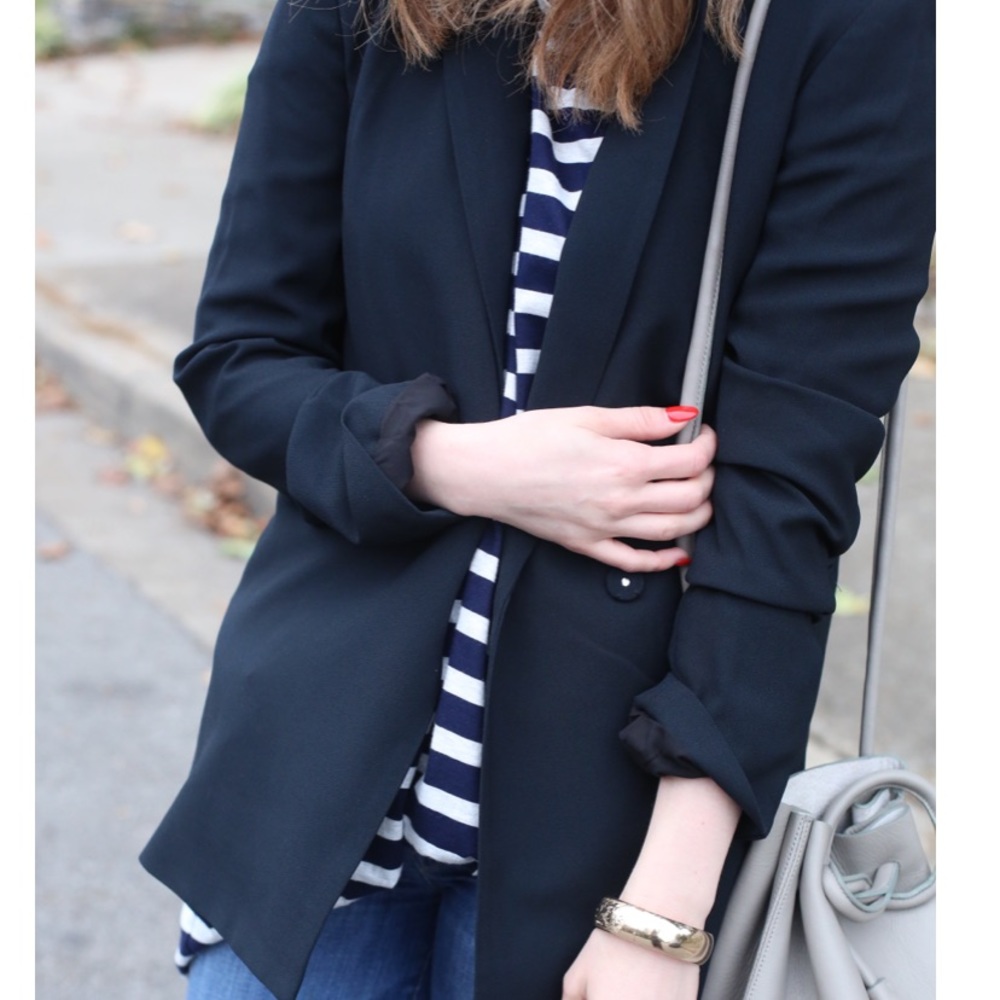 Madewell Drapey Navy Blazer